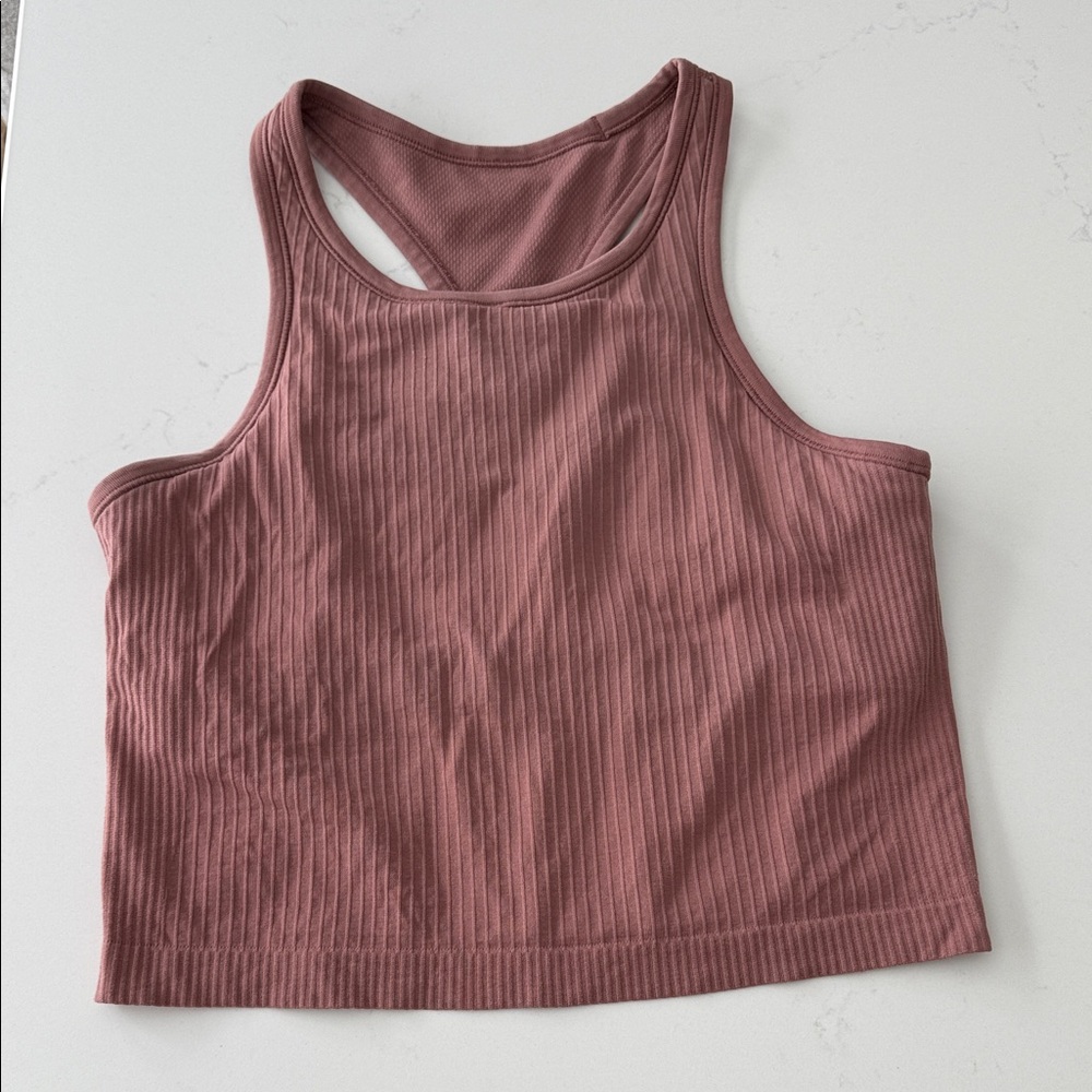 Lululemon Ebb to Street Cropped Racerback Tank Top - Rose